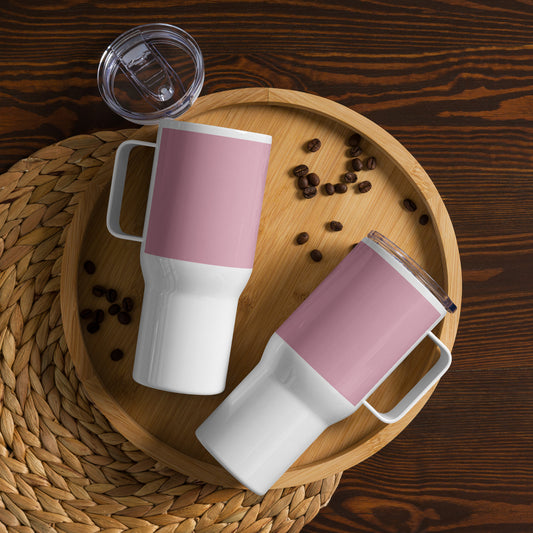 Soft Pink Travel mug with a handle