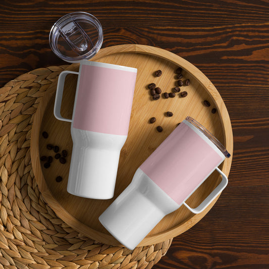 Pale Pink Travel mug with a handle