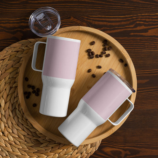 Faint Pink Travel mug with a handle