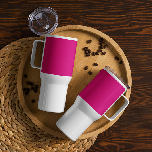 Medium Violet Red Travel mug with a handle