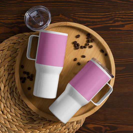 Bubblegum Pink Travel mug with a handle